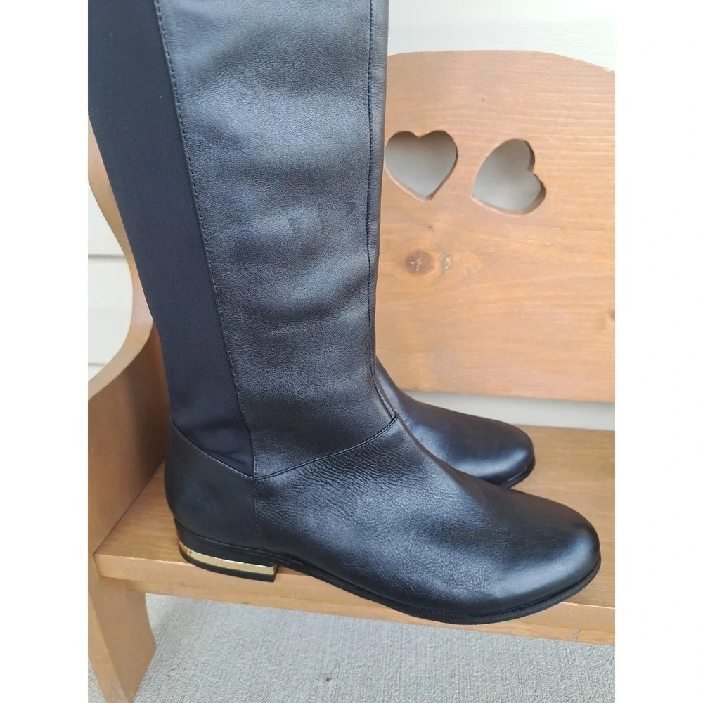 Ann Taylor Women's Black Leather Knee High Riding Boots 8.5 New